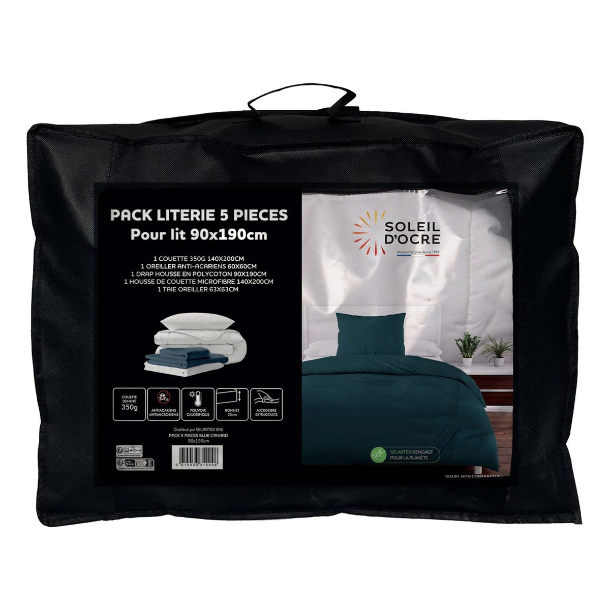 SOLEIL D'OCRE Ensemble couette et parure 5 Pièces BOHEME pour lit en 90x190 cm, par Soleil d'ocre