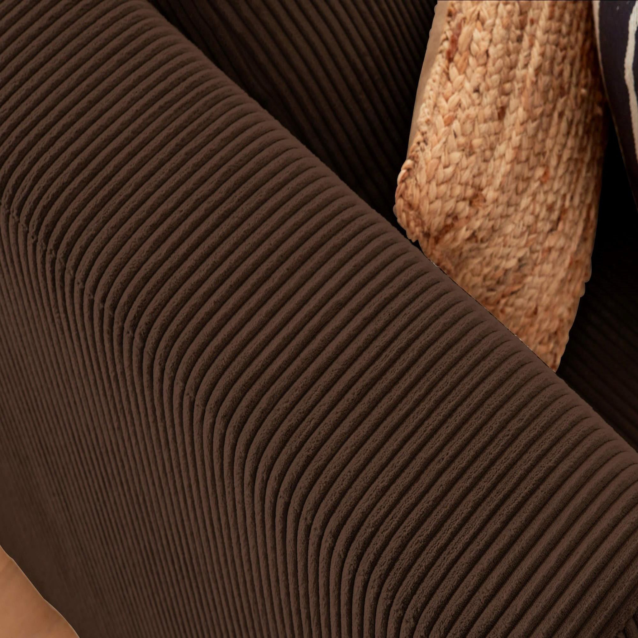 Voir la diapositive 4 : LISA DESIGN Victoire - canapé modulable d'angle droit - 5 places - en velours côtelé