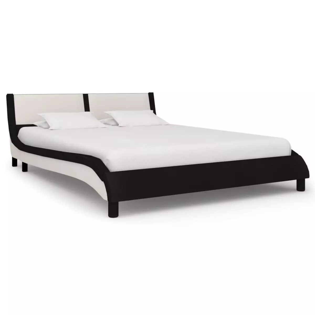 VIDAXL Cadre de lit Noir et blanc Similicuir 120 x 200 cm