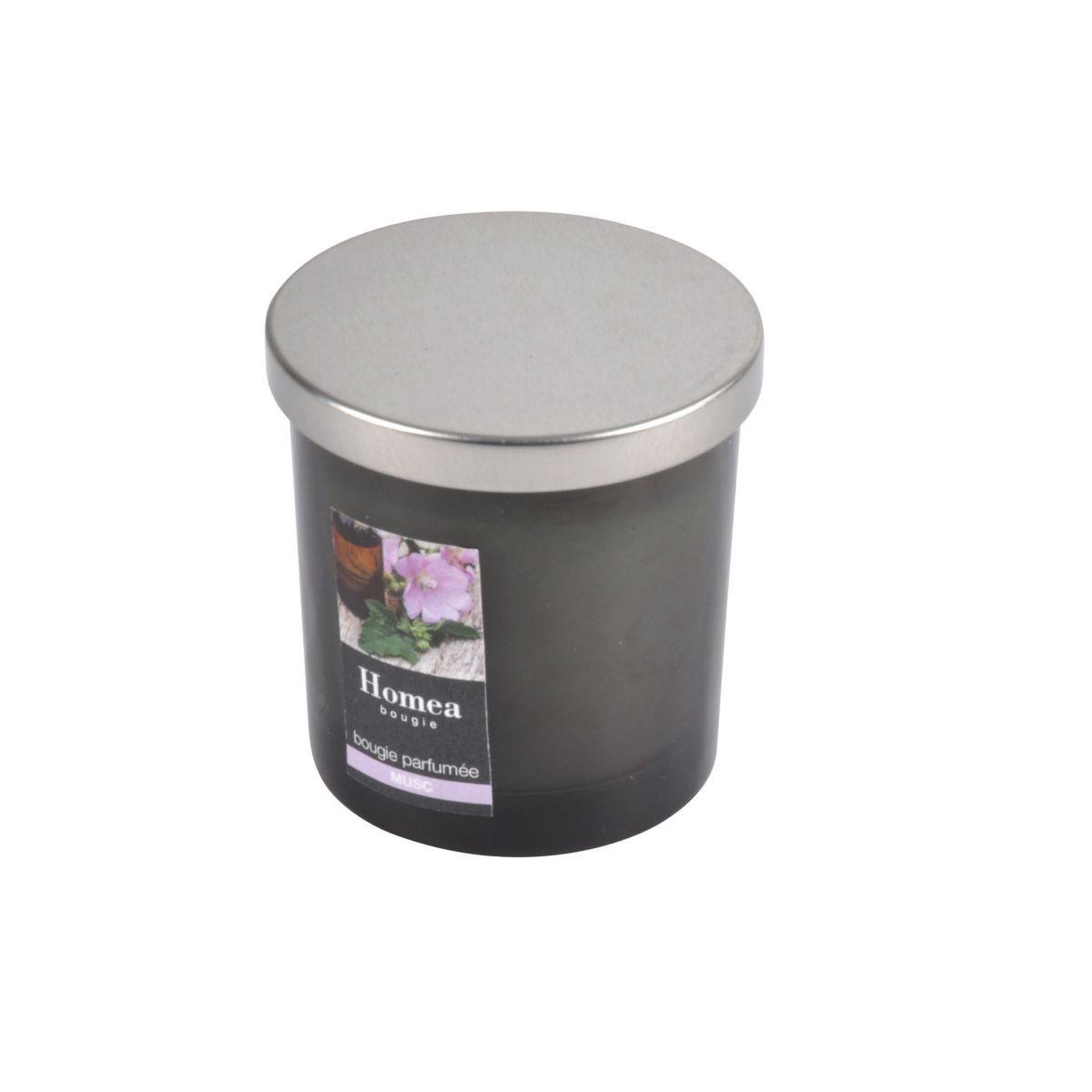 Voir la diapositive 2 : HOMEA Bougie parfumée couvercle  essentiel  8cm musc