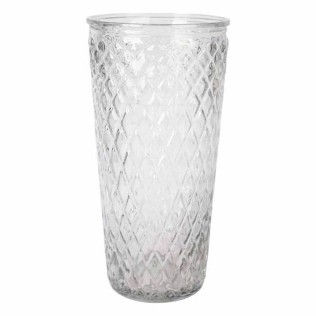 Paris Prix Vase Déco en Verre  Relief Losange  23cm Transparent