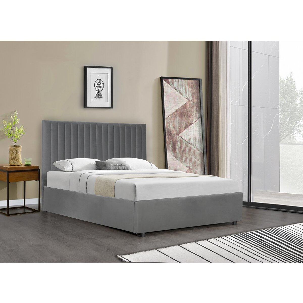 Habitat et Jardin Lit avec coffre  Mia  - 160 x 200 cm - Gris