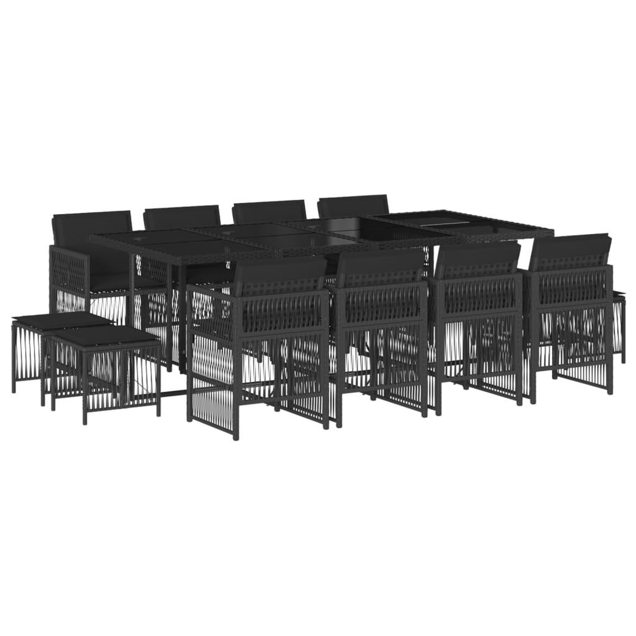 Voir la diapositive 2 : VIDAXL Ensemble a manger de jardin 13 pcs coussins noir resine tressee