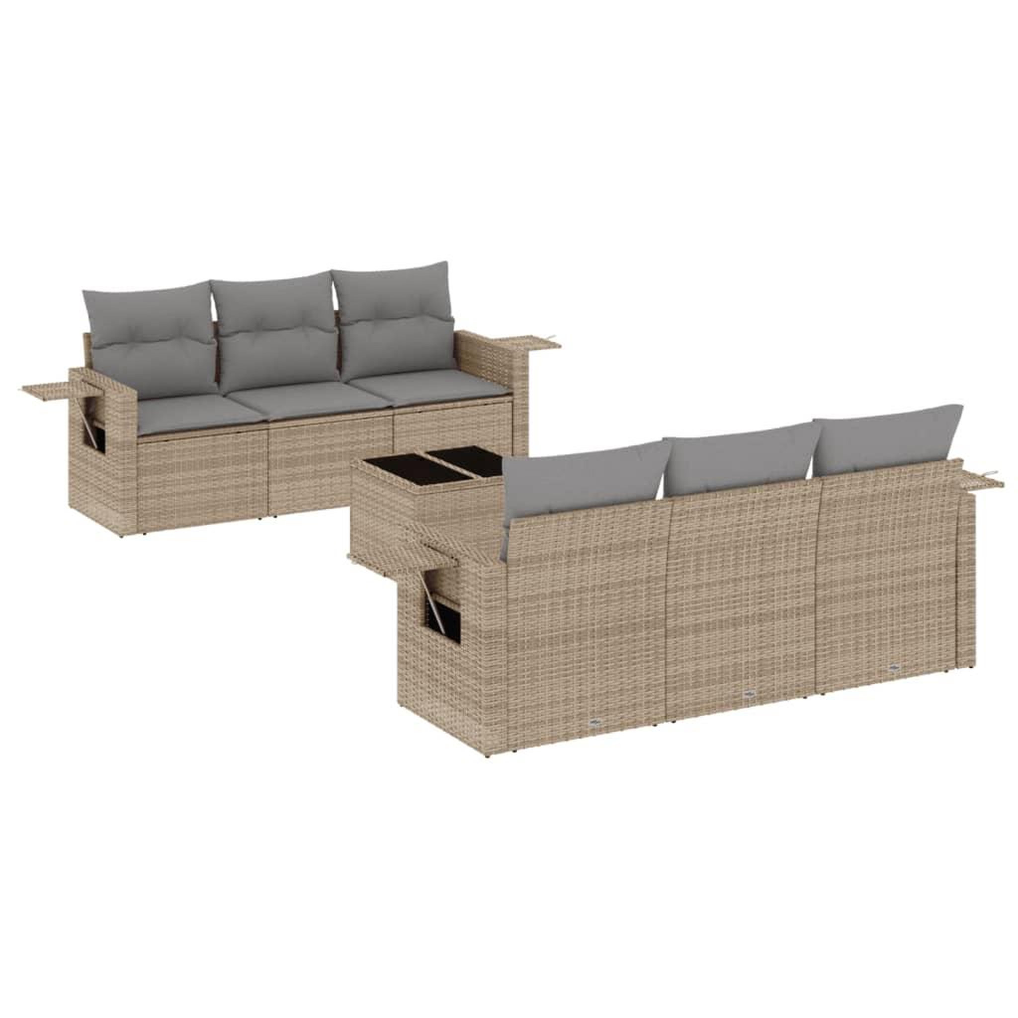 Voir la diapositive 2 : VIDAXL Salon de jardin avec coussins 7 pcs beige resine tressee