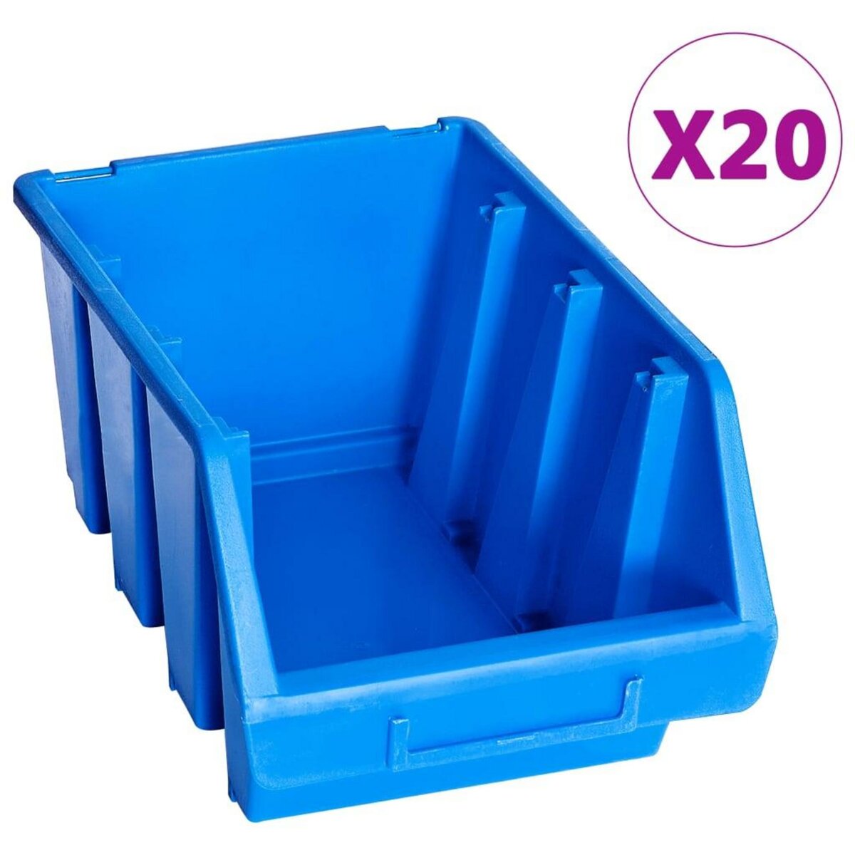 VIDAXL Bacs de rangement empilables 20 pcs bleu plastique