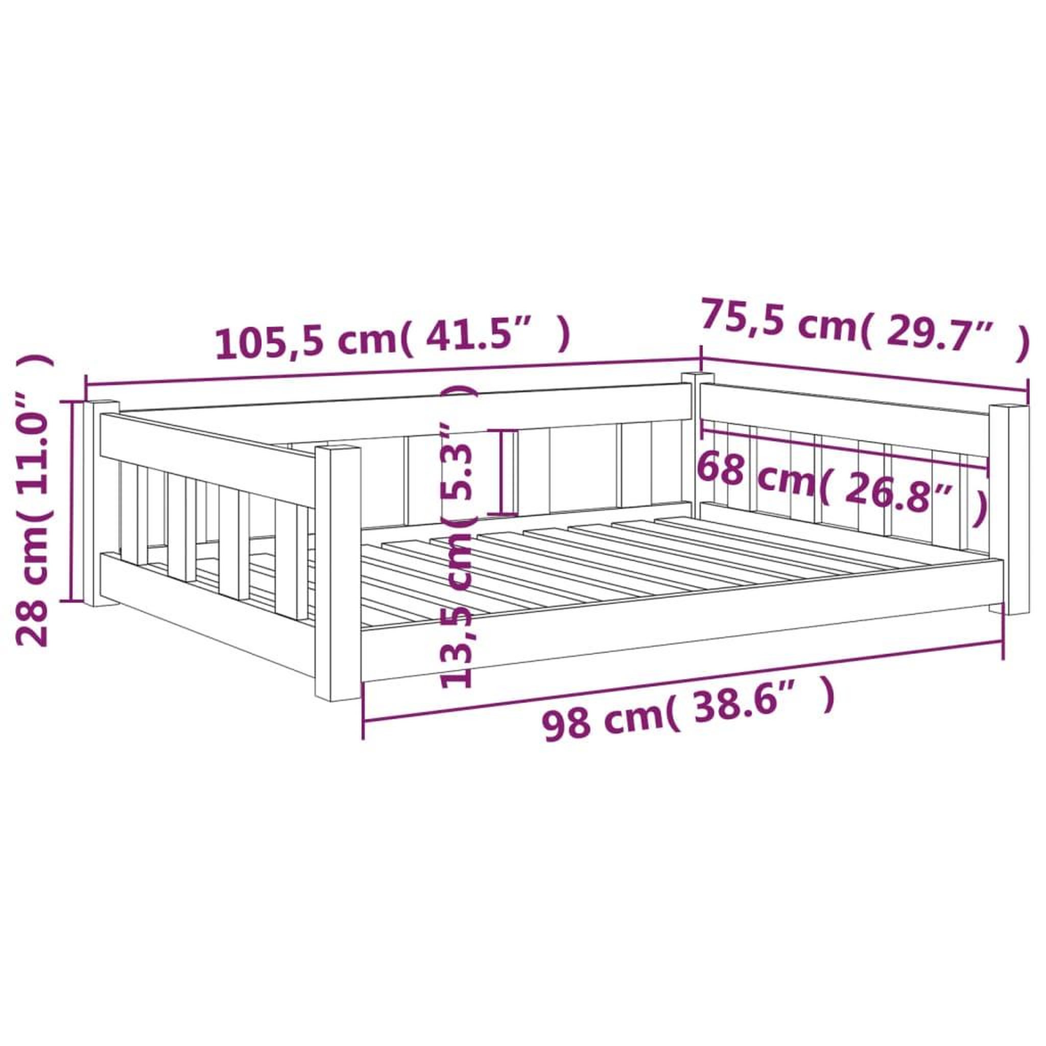 Voir la diapositive 6 : VIDAXL Lit pour chien 105,5x75,5x28 cm bois de pin solide