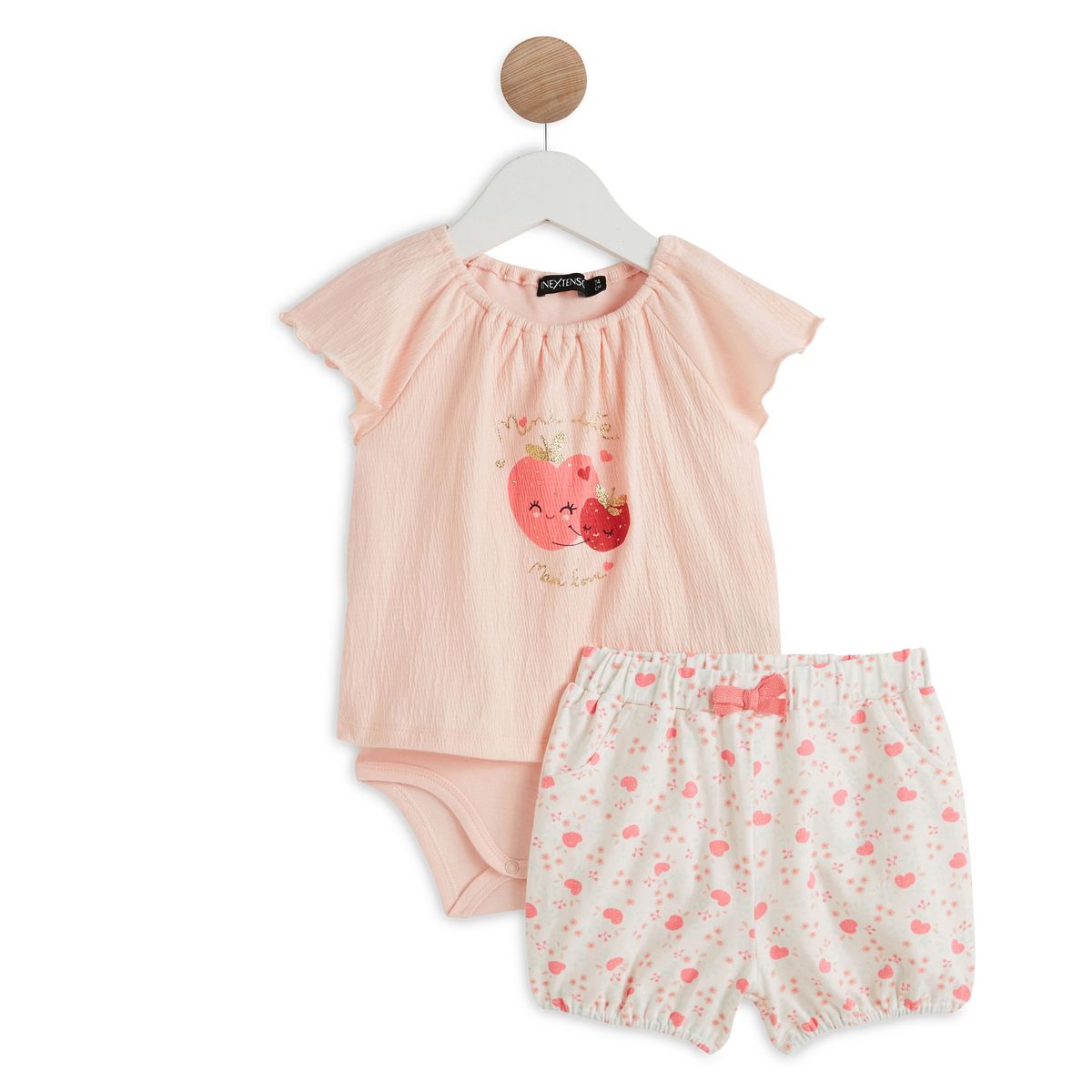 INEXTENSO Ensemble de naissance body + short bébé fille