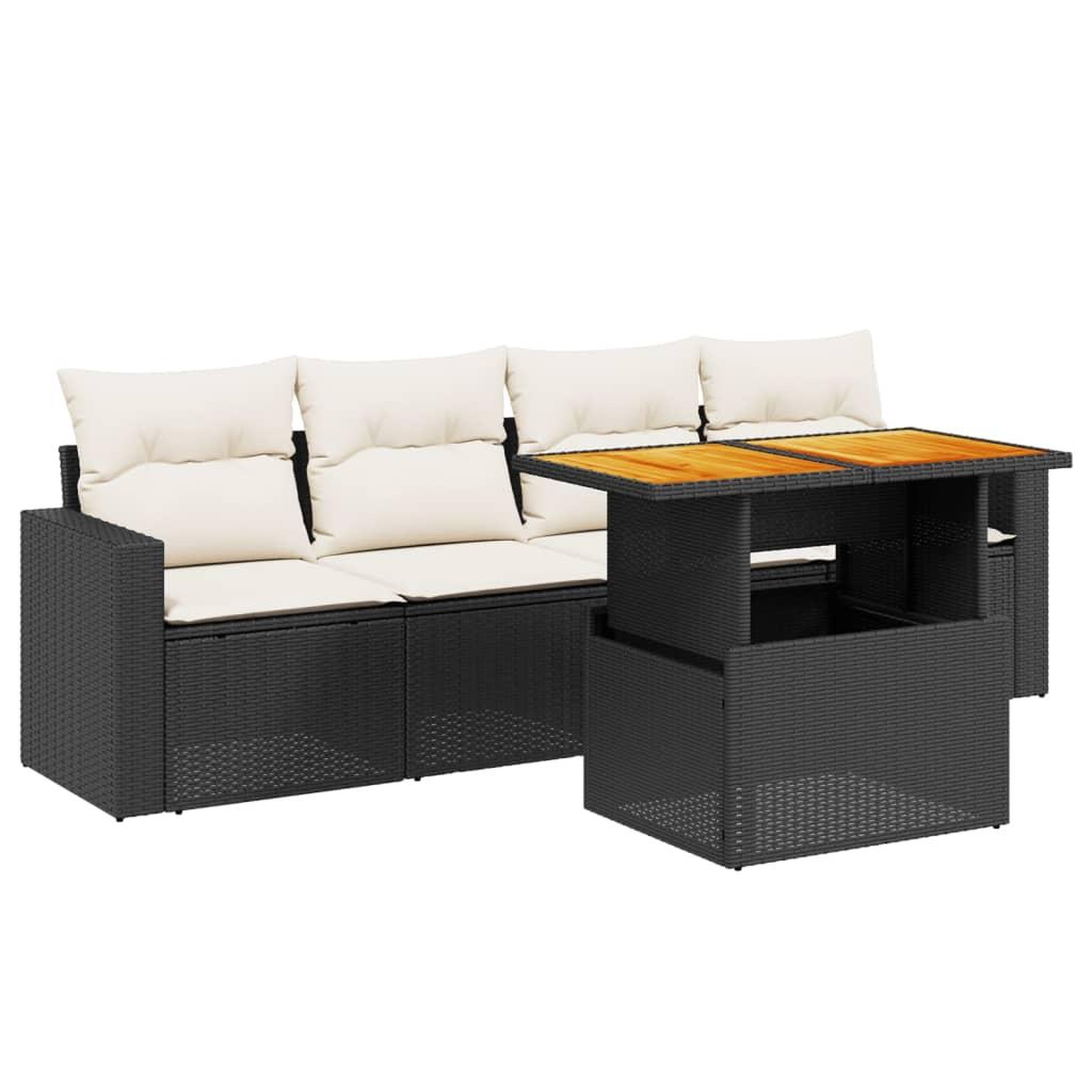 Voir la diapositive 2 : VIDAXL Salon de jardin 5 pcs avec coussins noir resine tressee