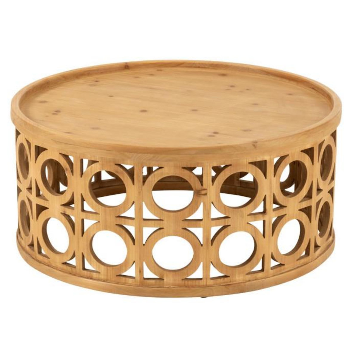 Paris Prix Table Basse Sculptée en Bois  Charity  80cm Naturel