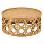 Paris Prix Table Basse Sculptée en Bois  Charity  80cm Naturel