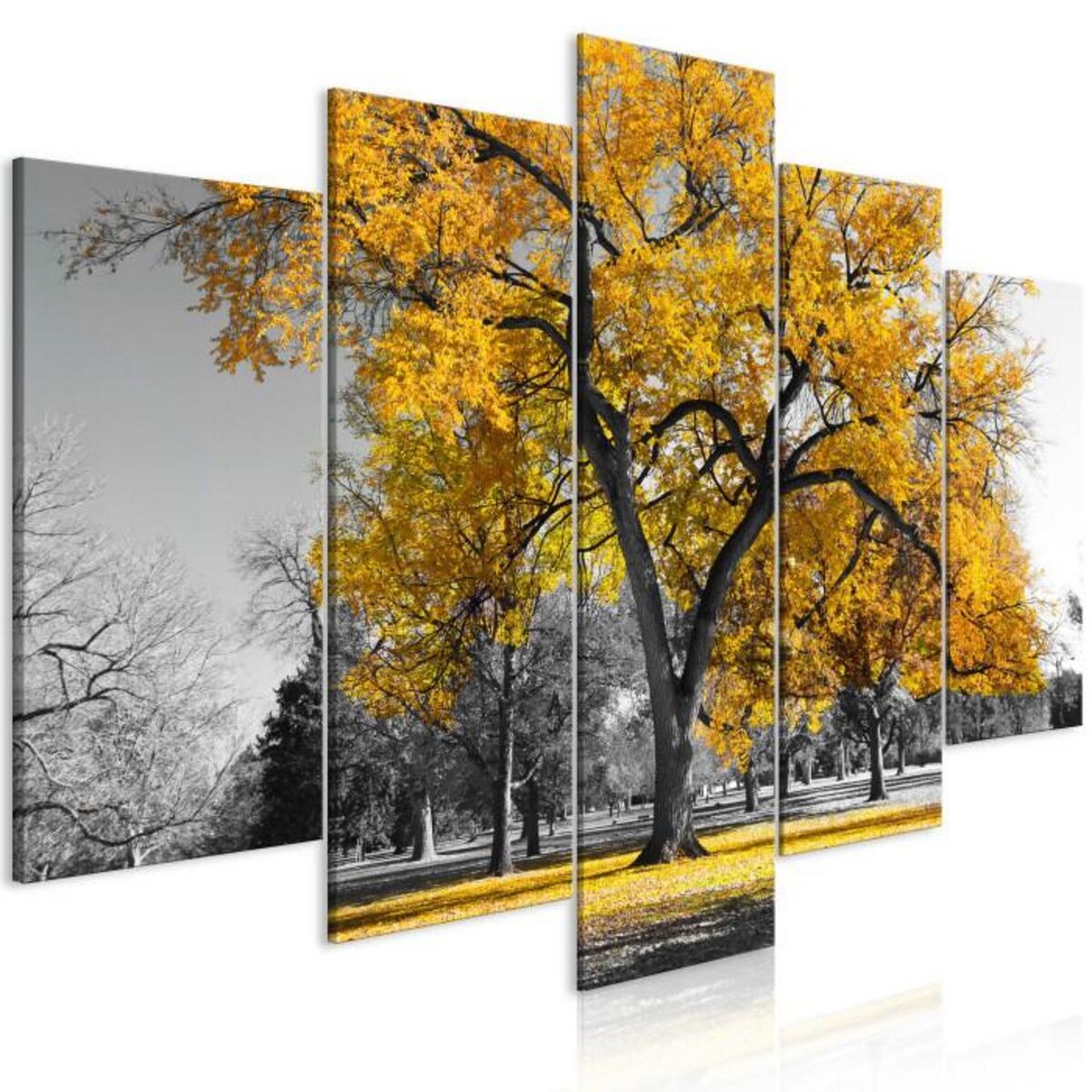 Paris Prix Tableau 5 Panneaux  Autumn in the Park Wide Gold