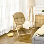 OUTSUNNY Fauteuil chaise pliable et inclinable en bois grand confort avec coussin capitonné épais - dim. 71I x 89P x 96H cm - beige