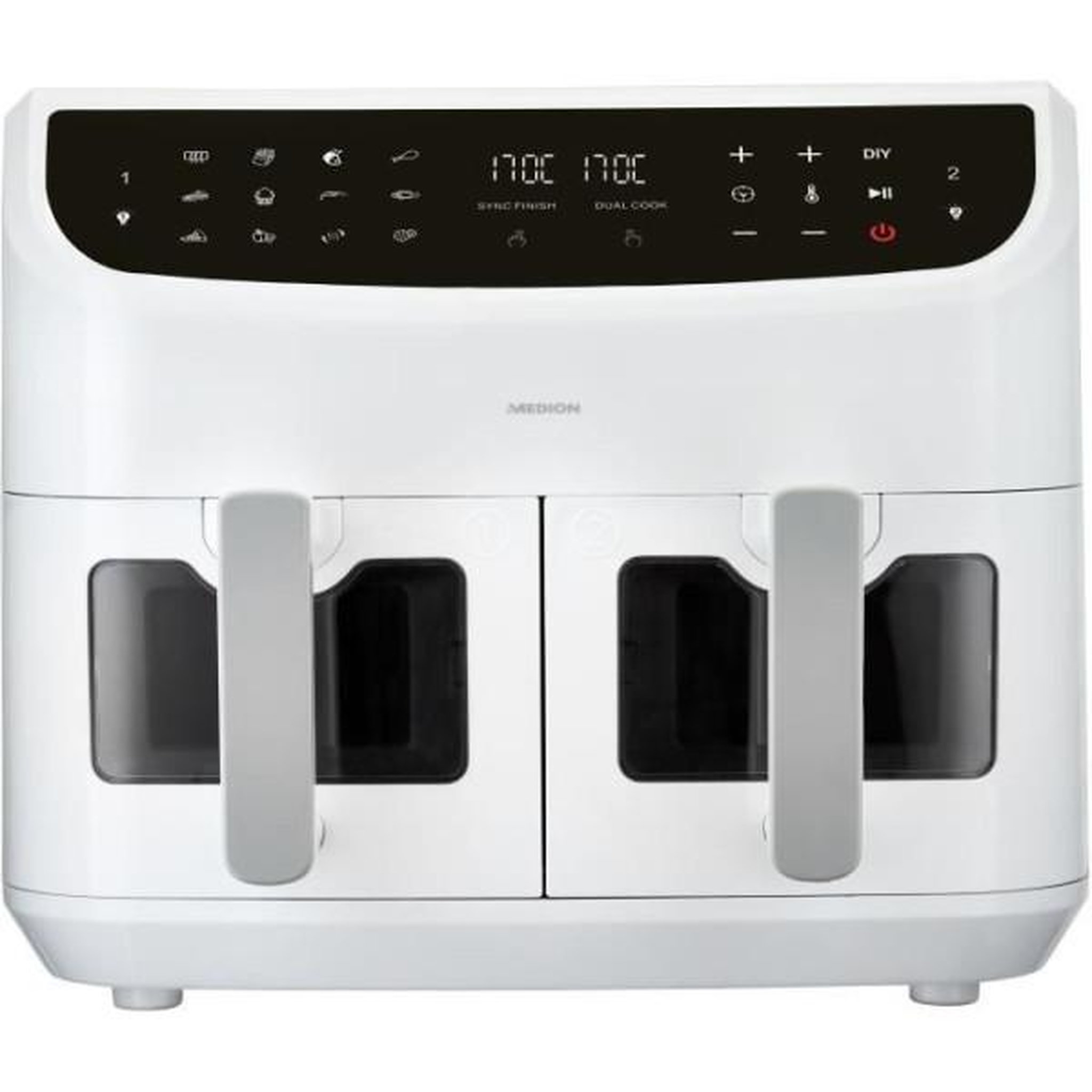 Medion Friteuse electrique  a air chaud - medion - p20 xxl twin - 2600 w - 2 paniers - 9 programmes - blanc