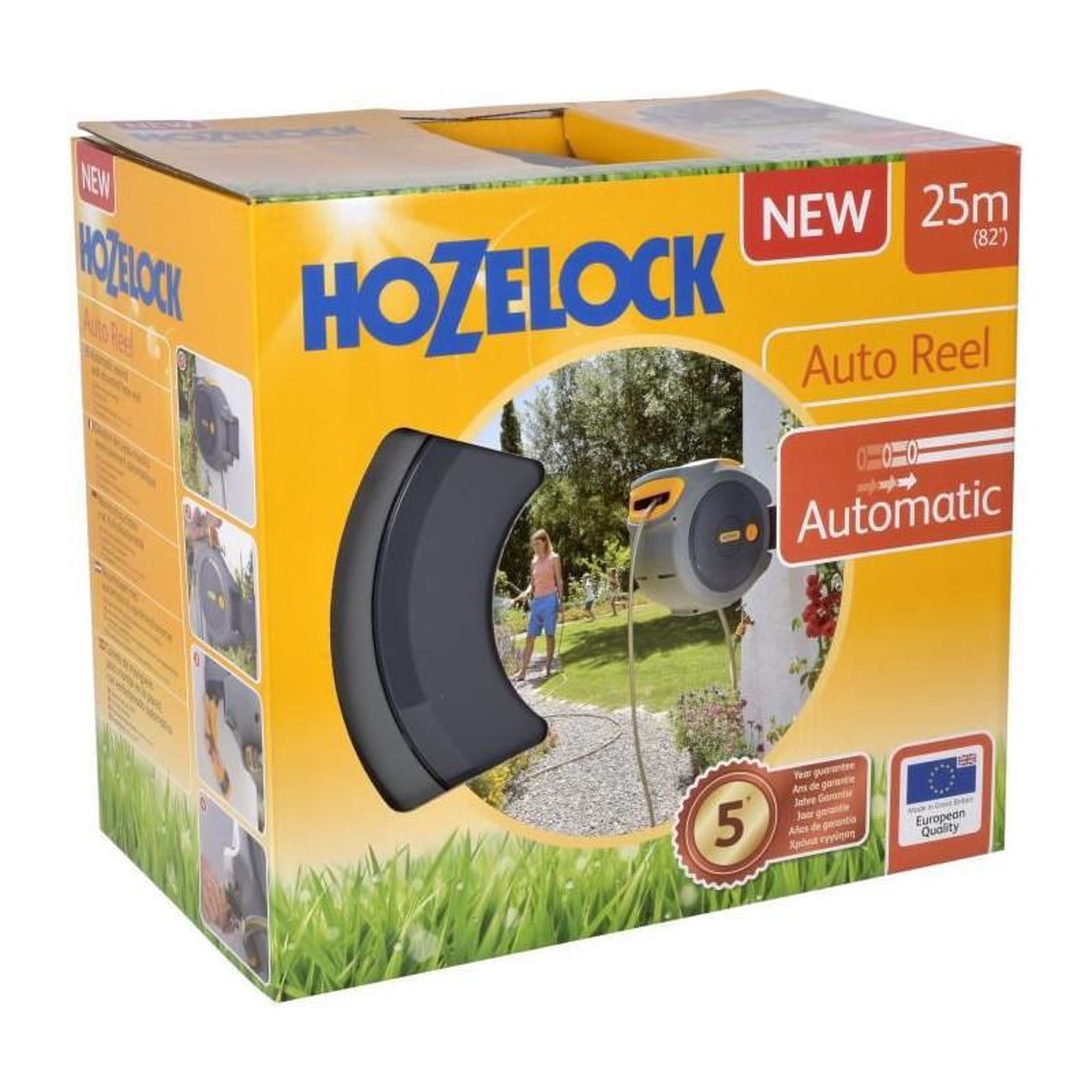 Voir la diapositive 3 : Hozelock Dévidoir caréné fixation murale enroulement automatique avec tuyau 25m