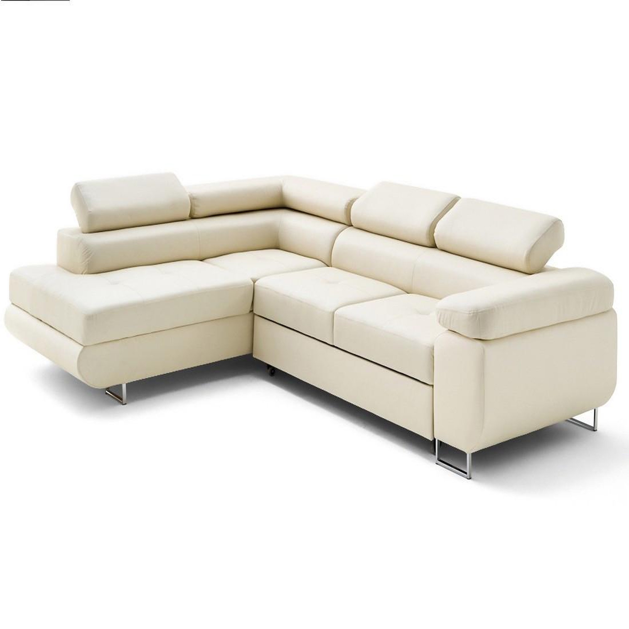 Voir la diapositive 2 : LISA DESIGN Zaria - canapé d'angle gauche 5 places convertible avec coffre et têtières en simili