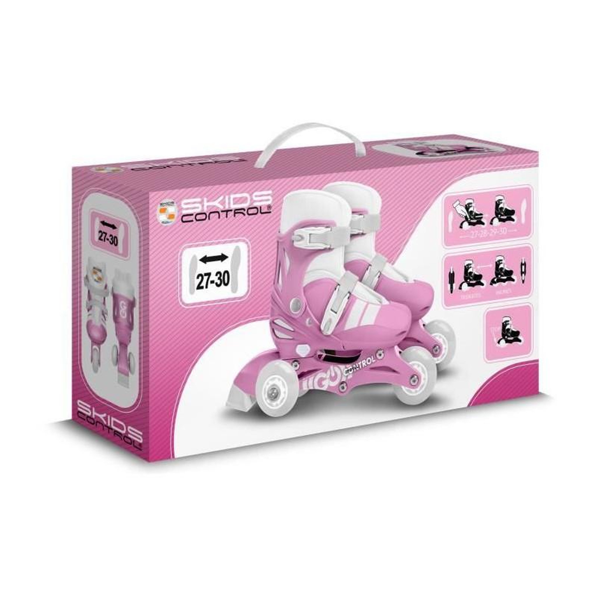 Voir la diapositive 5 : STAMP Patins en ligne 2-en-1 - STAMP - SKIDS CONTROL - 3 roues - Taille 27-30 - Rose