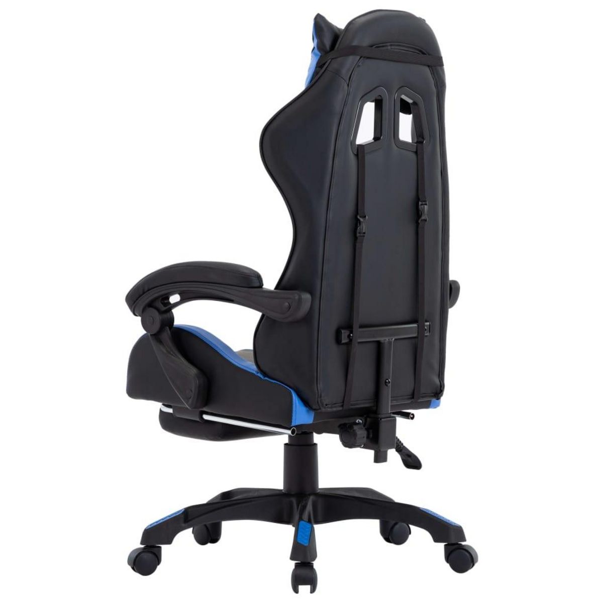 VIDAXL Fauteuil de jeux video avec repose-pied Bleu et noir Similicuir