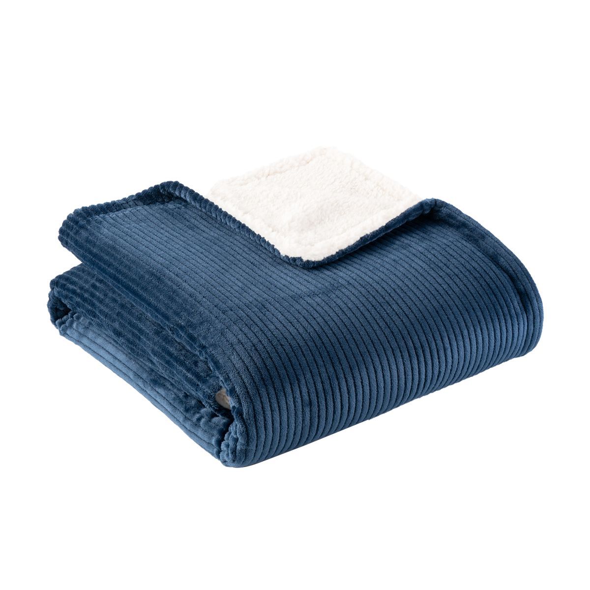 ACTUEL Plaid effet velours côtelé double face Flanelle /sherpa 