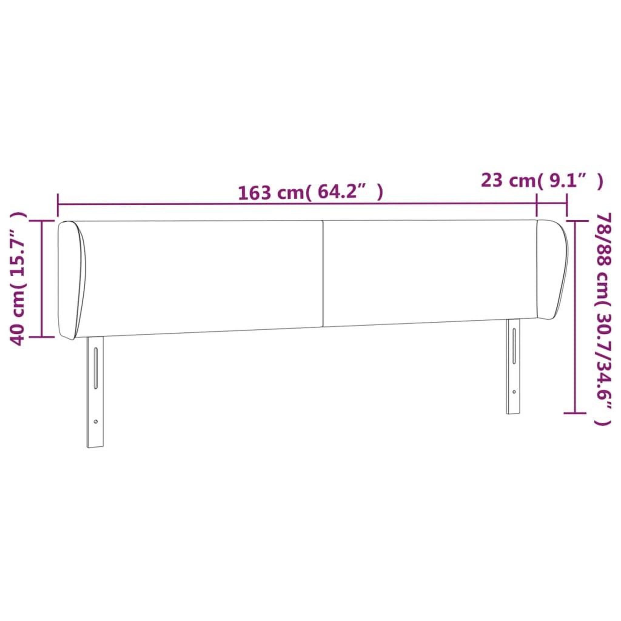 Voir la diapositive 6 : VIDAXL Tete de lit avec oreilles Gris fonce 163x23x78/88 cm Tissu
