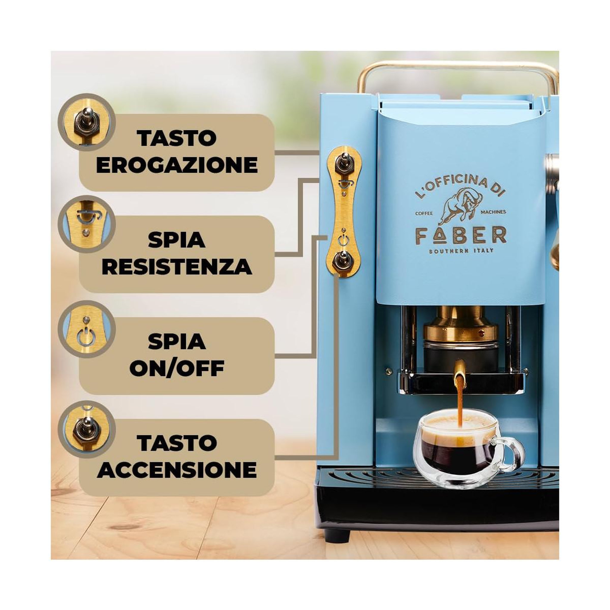 Voir la diapositive 2 : faber Cafetière à dosettes Faber Pro Deluxe Turquoise