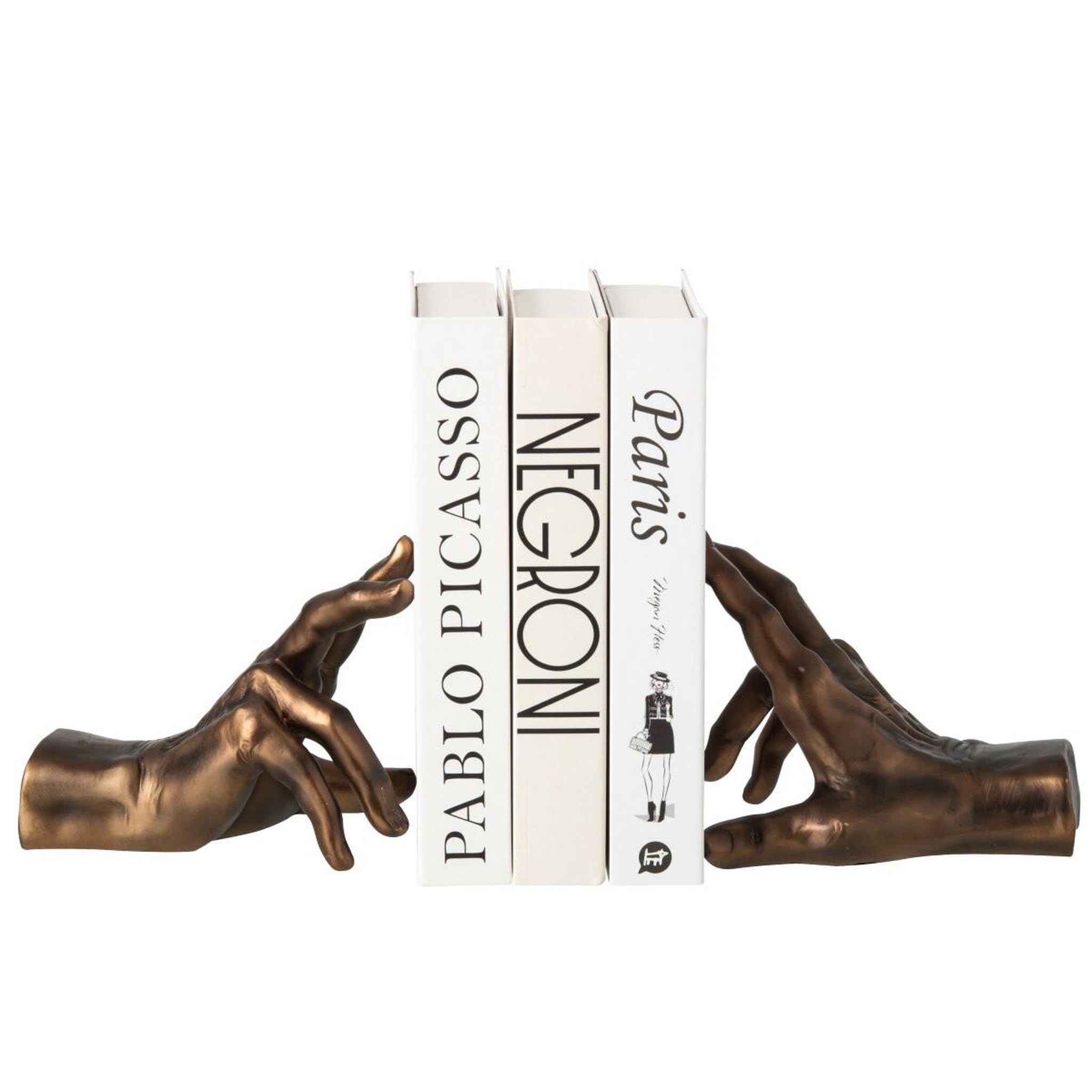 Voir la diapositive 3 : J-LINE Lot de 2 serre-livres  mains  20cm bronze