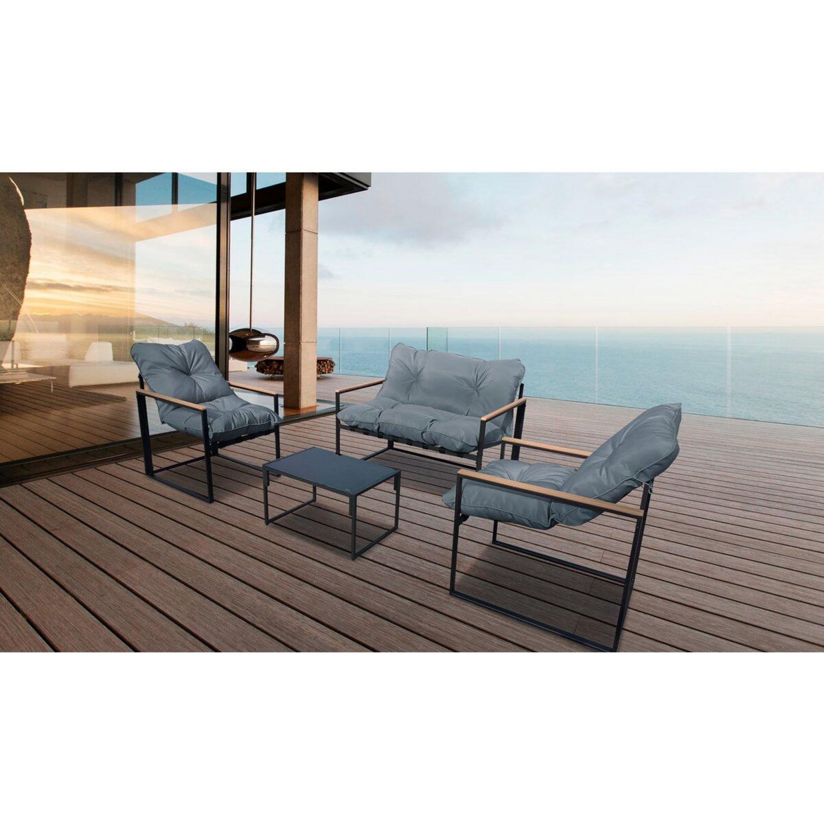 Habitat et Jardin Salon de jardin  Jules  - 4 places - Gris/Noir