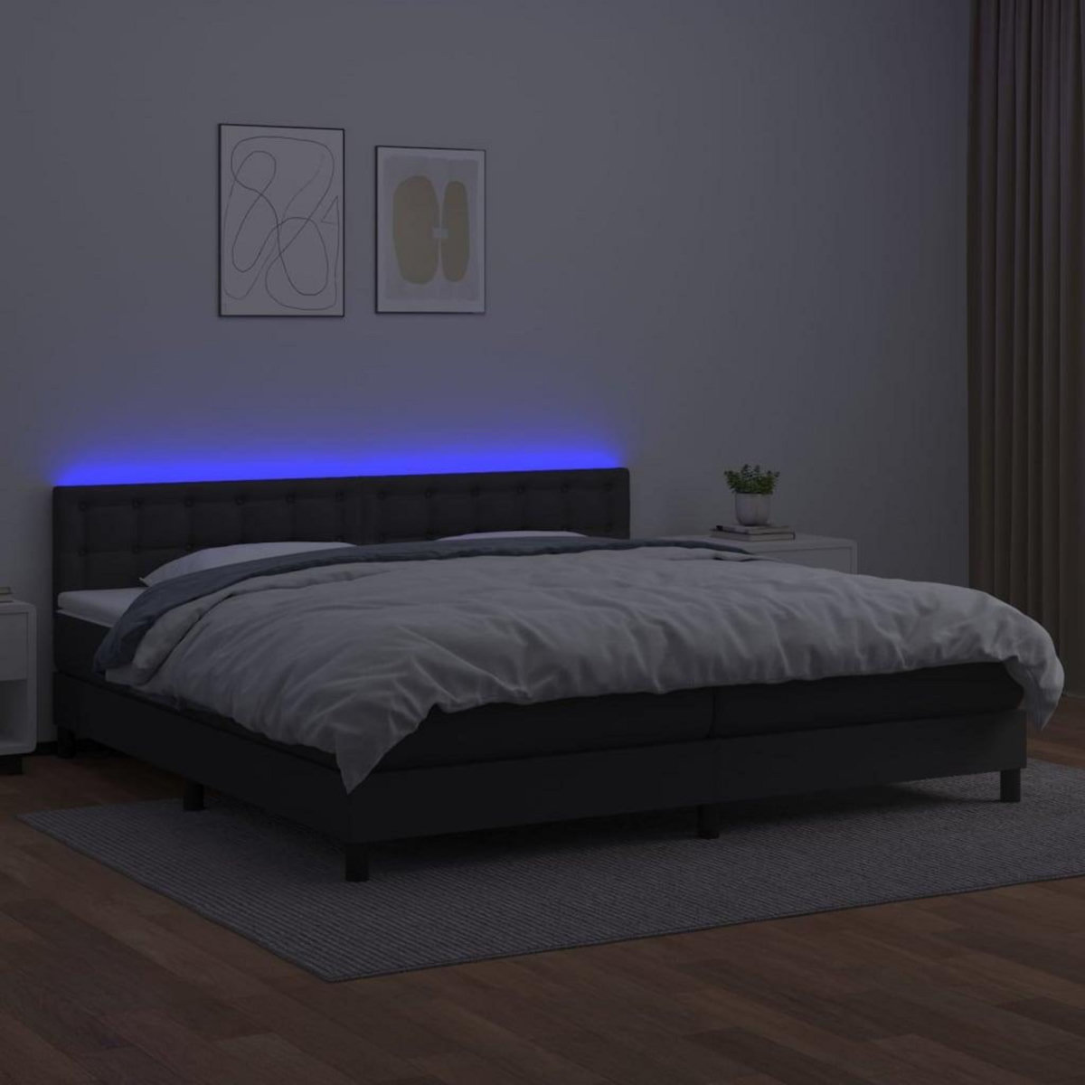 VIDAXL Sommier a lattes de lit avec matelas et LED Noir 200x200cm