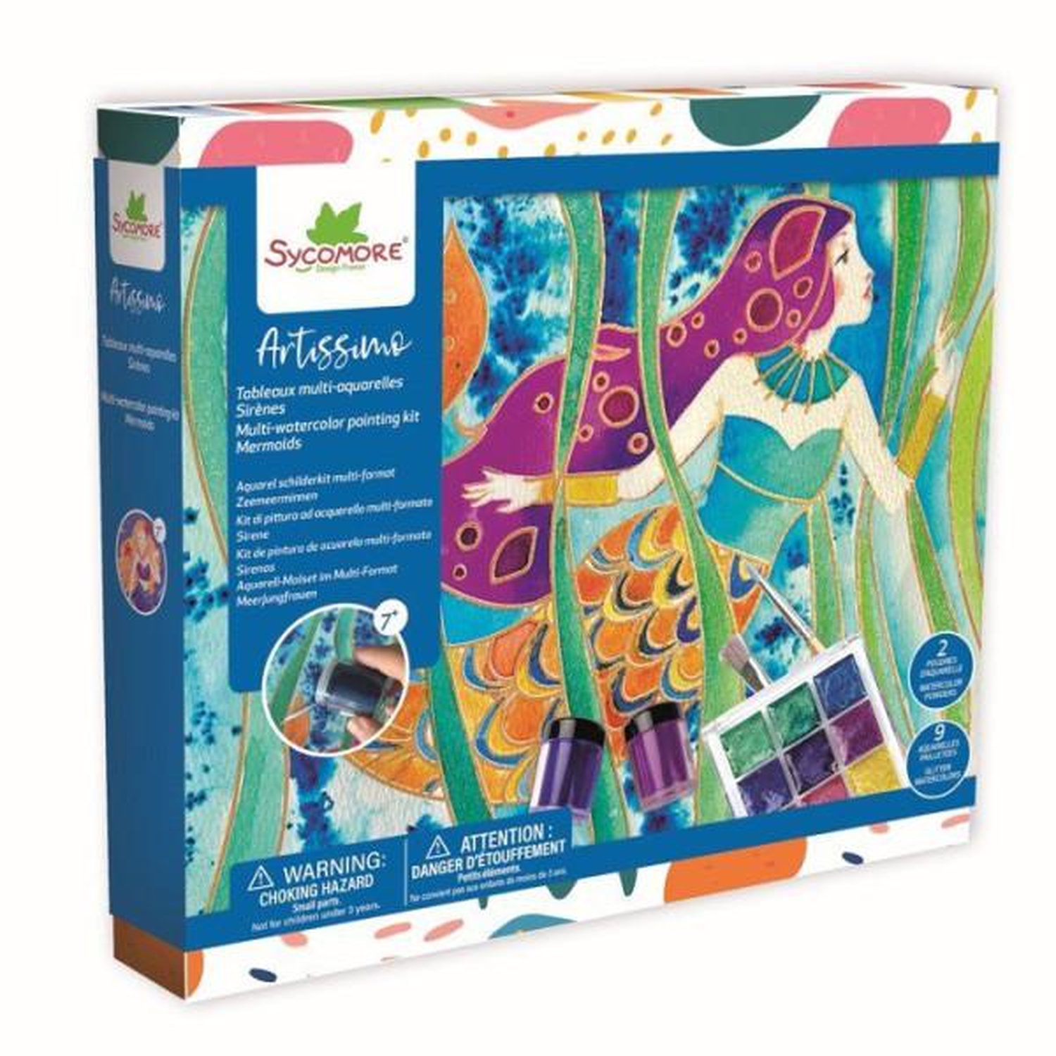 Tableaux multi-aquarelles XL - SYCOMORE - Artissimo Sirenes - Effets métalliques - Peinture créative