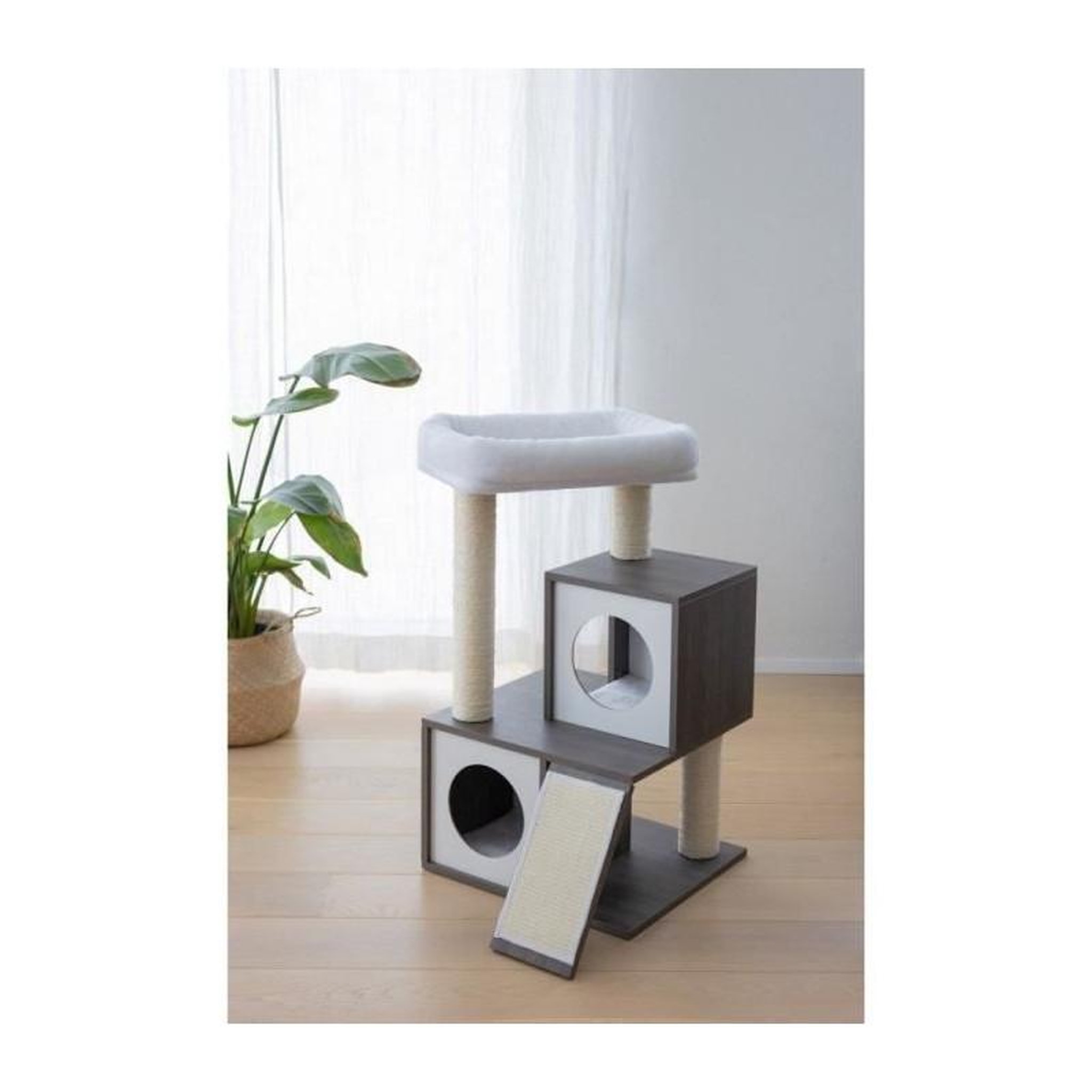 Voir la diapositive 6 : KERBL Arbre a chat - 48x44x86cm - Flair - KERBL - Blanc/gris - Sisal