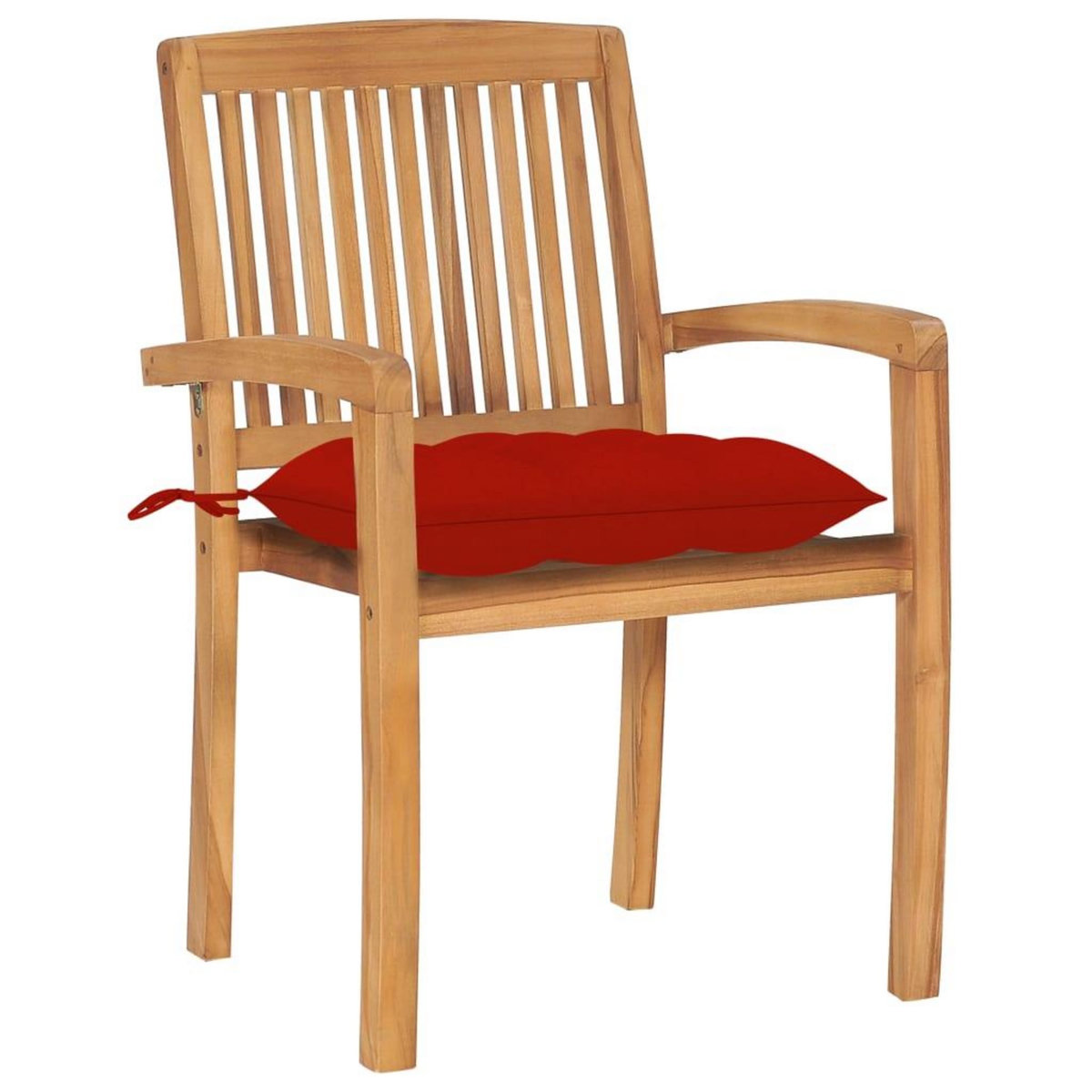 VIDAXL Chaises de jardin lot de 2 et coussins rouge Bois teck massif