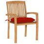 Voir la diapositive 2 : VIDAXL Chaises de jardin lot de 2 et coussins rouge Bois teck massif