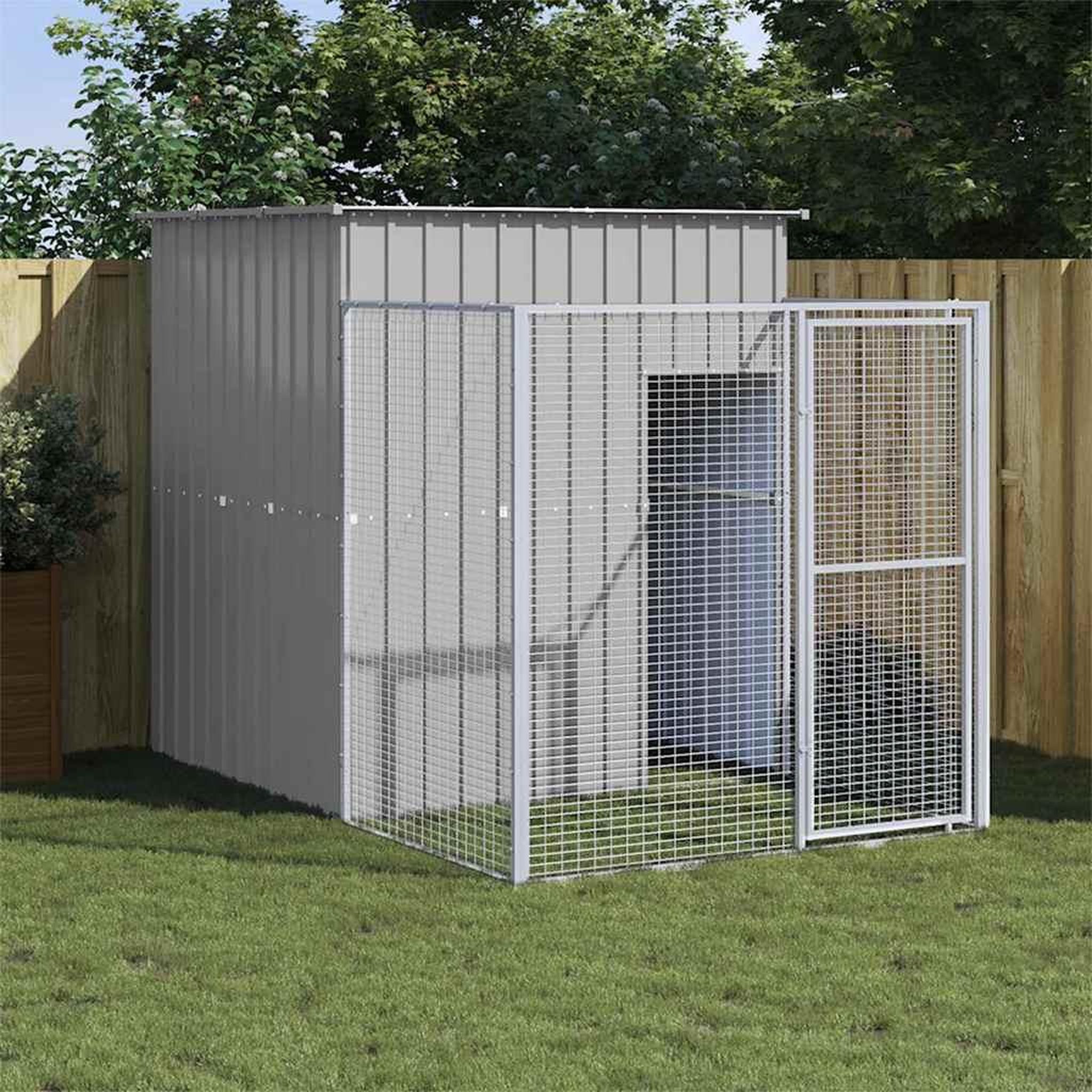 VIDAXL Niche pour chien avec cour gris clair 165x251x181 cm