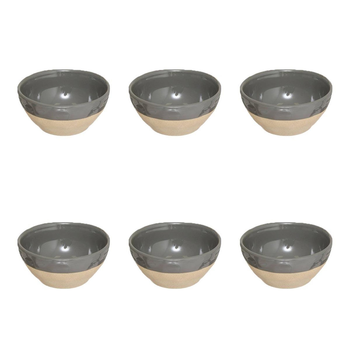 SECRET DE GOURMET Lot de 6 Bols en Faïence  Kate  48cl Gris