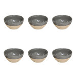 SECRET DE GOURMET Lot de 6 Bols en Faïence  Kate  48cl Gris