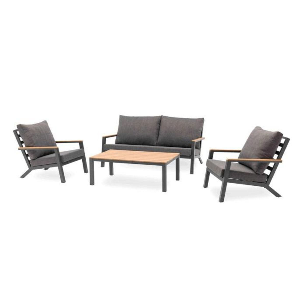 Paris Prix Salon de Jardin 5 Places  Kommos  175cm Gris Anthracite