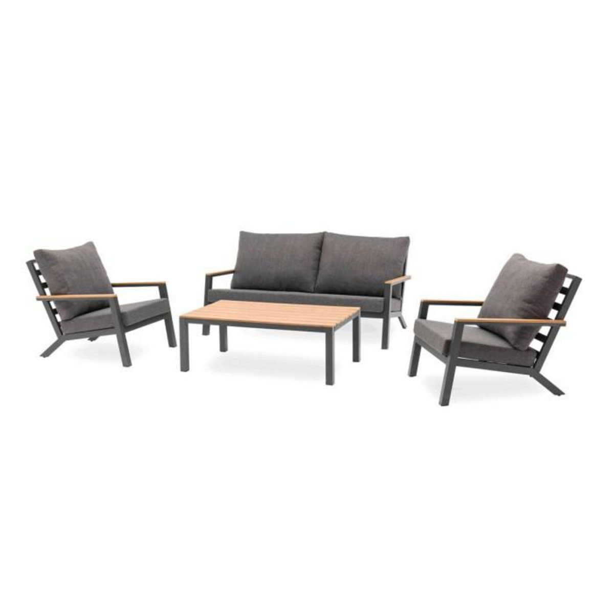 Paris Prix Salon de Jardin 5 Places  Kommos  175cm Gris Anthracite