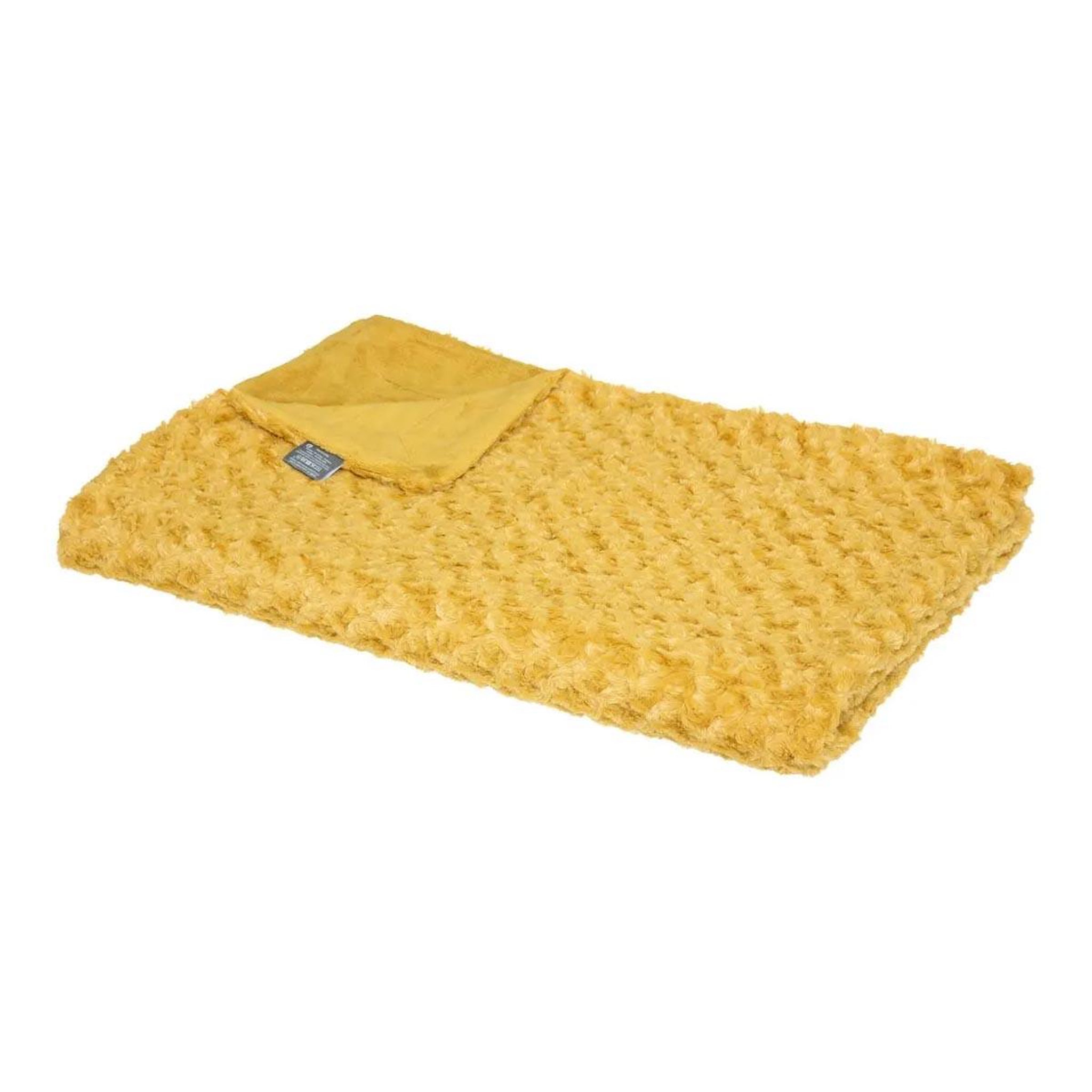 ATMOSPHERA Plaid imitation fourrure  bouclée  120x160cm ocre