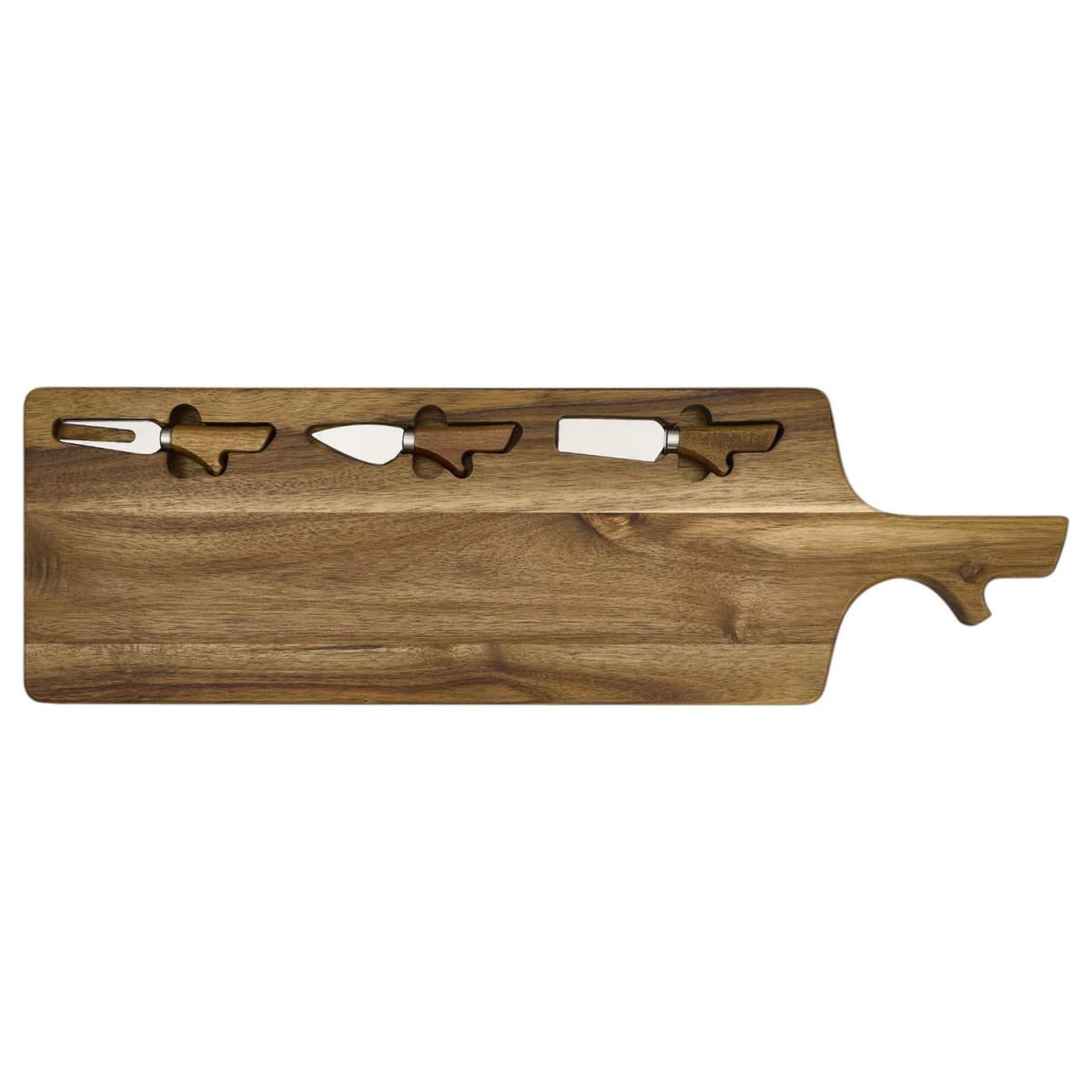 Voir la diapositive 2 : The Home Deco Factory Planche à fromage avec 3 couteaux  bistrot  65cm naturel