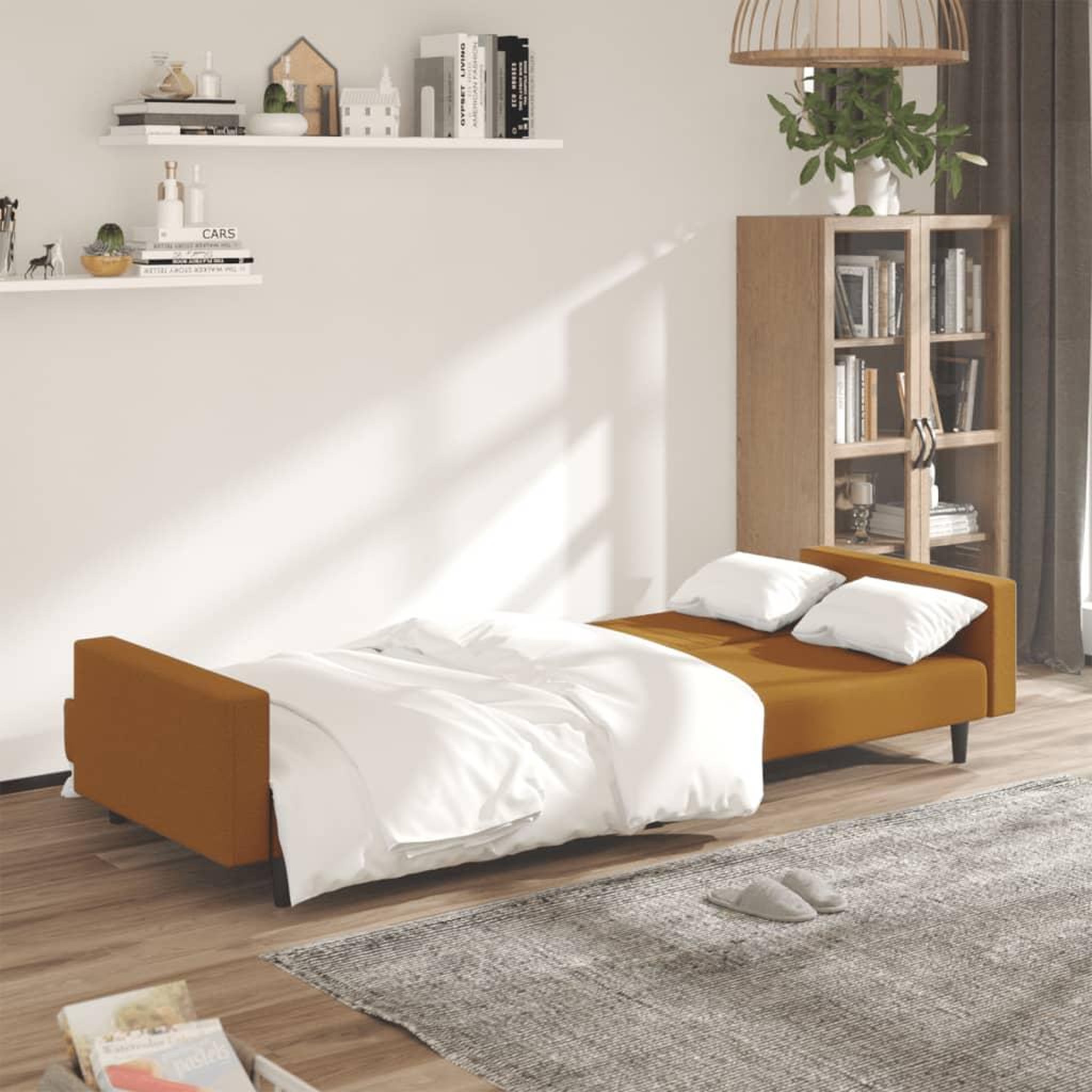 Voir la diapositive 3 : VIDAXL Canape-lit a 2 places marron velours