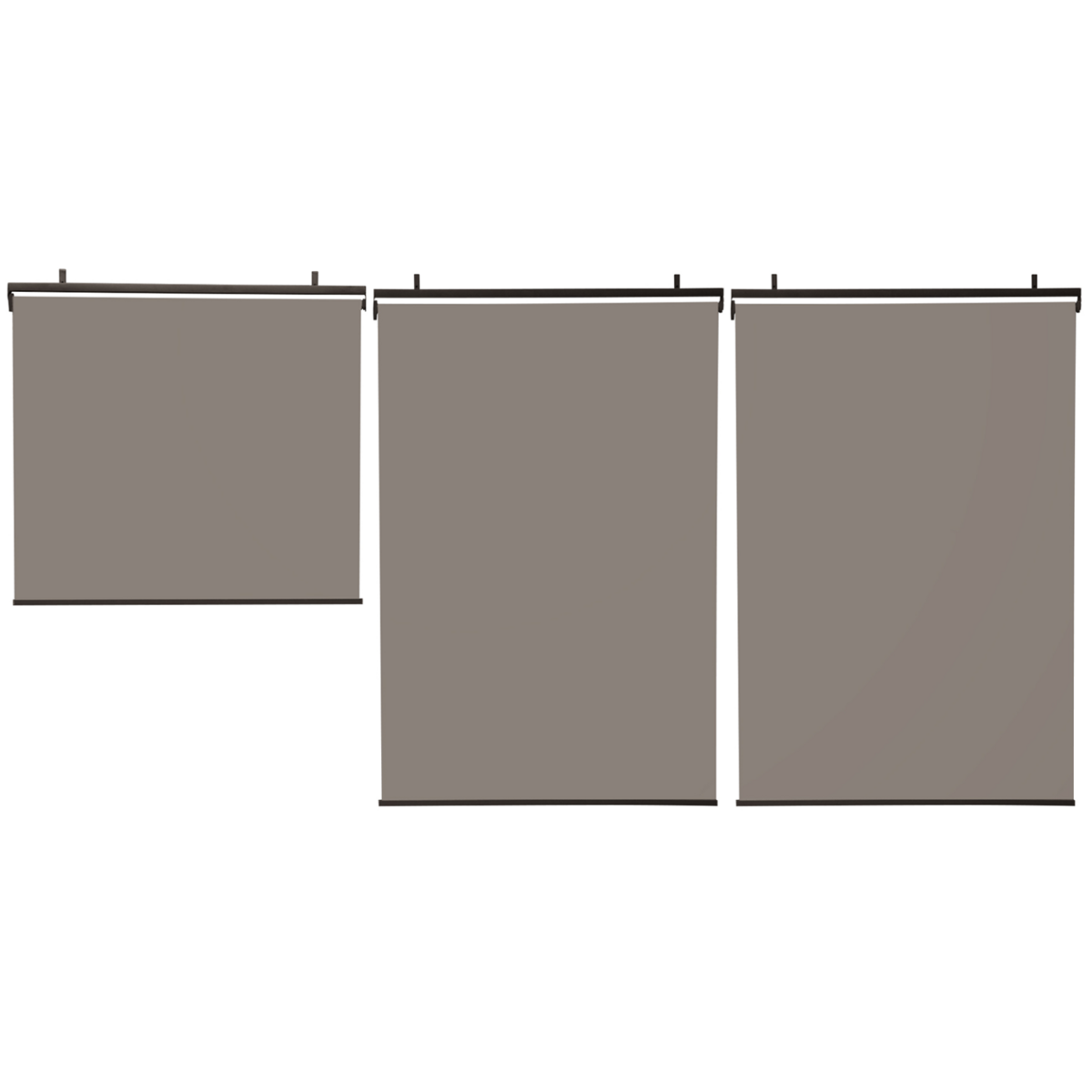 ID MARKET Lot de 3 stores enrouleurs L.124 x H. 225 CM pour pergola taupe