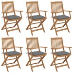 VIDAXL Chaises pliables de jardin lot de 6 avec coussins Bois d'acacia
