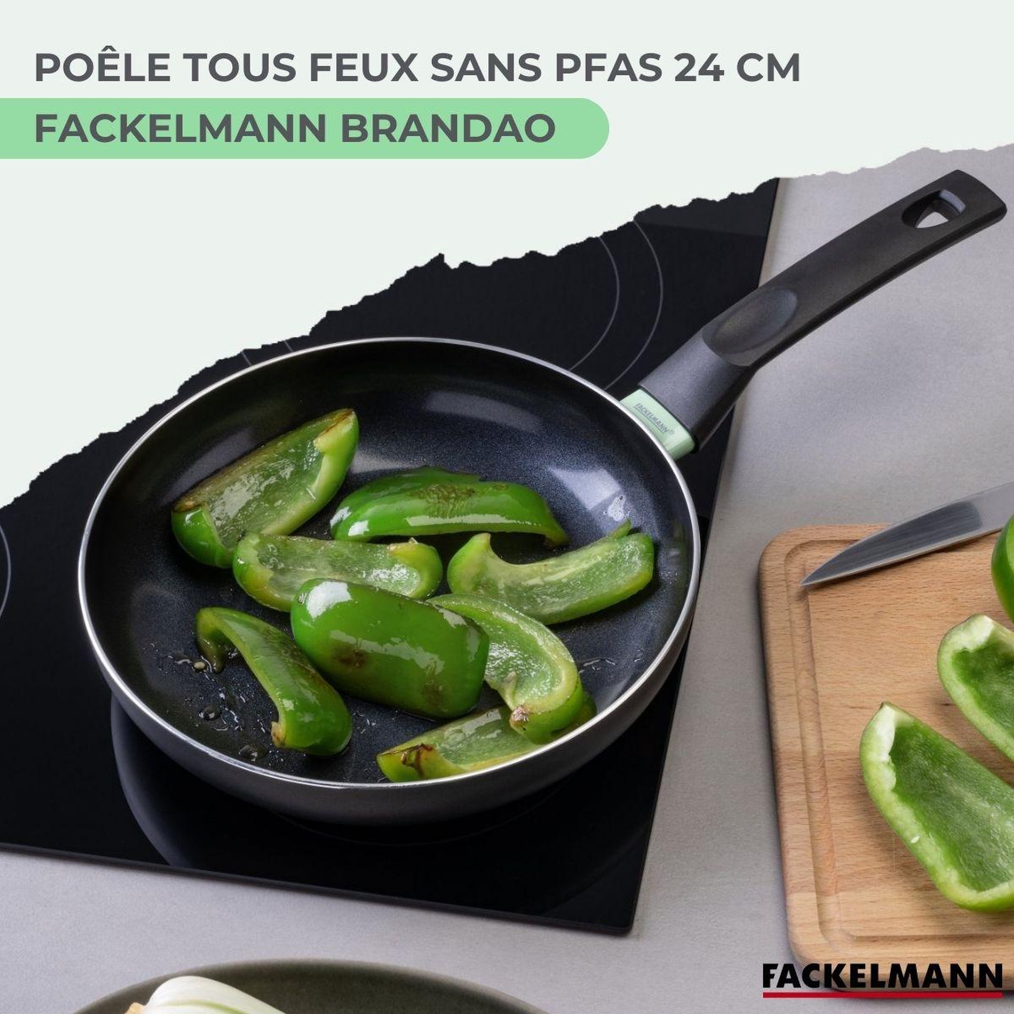 Voir la diapositive 2 : Fackelmann Set poêle antiadhésive céramique 24 cm et 6 ustensiles fackelmann brandao