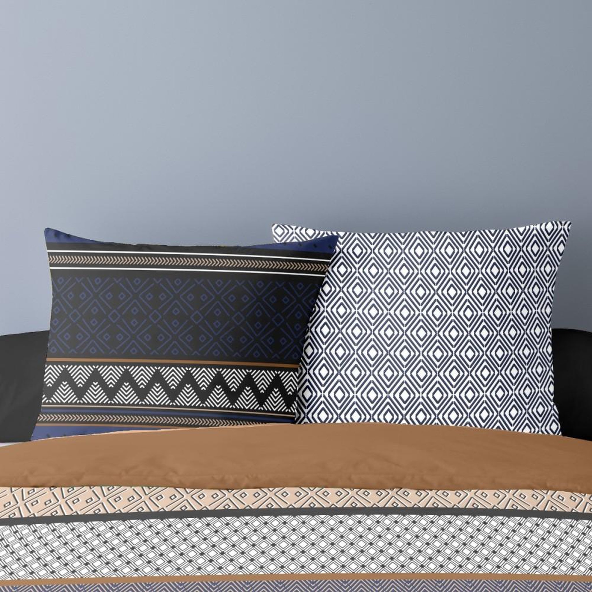 Voir la diapositive 2 : Dourev Housse de couette 240x220 LOGAN + 2 taies Percale de coton