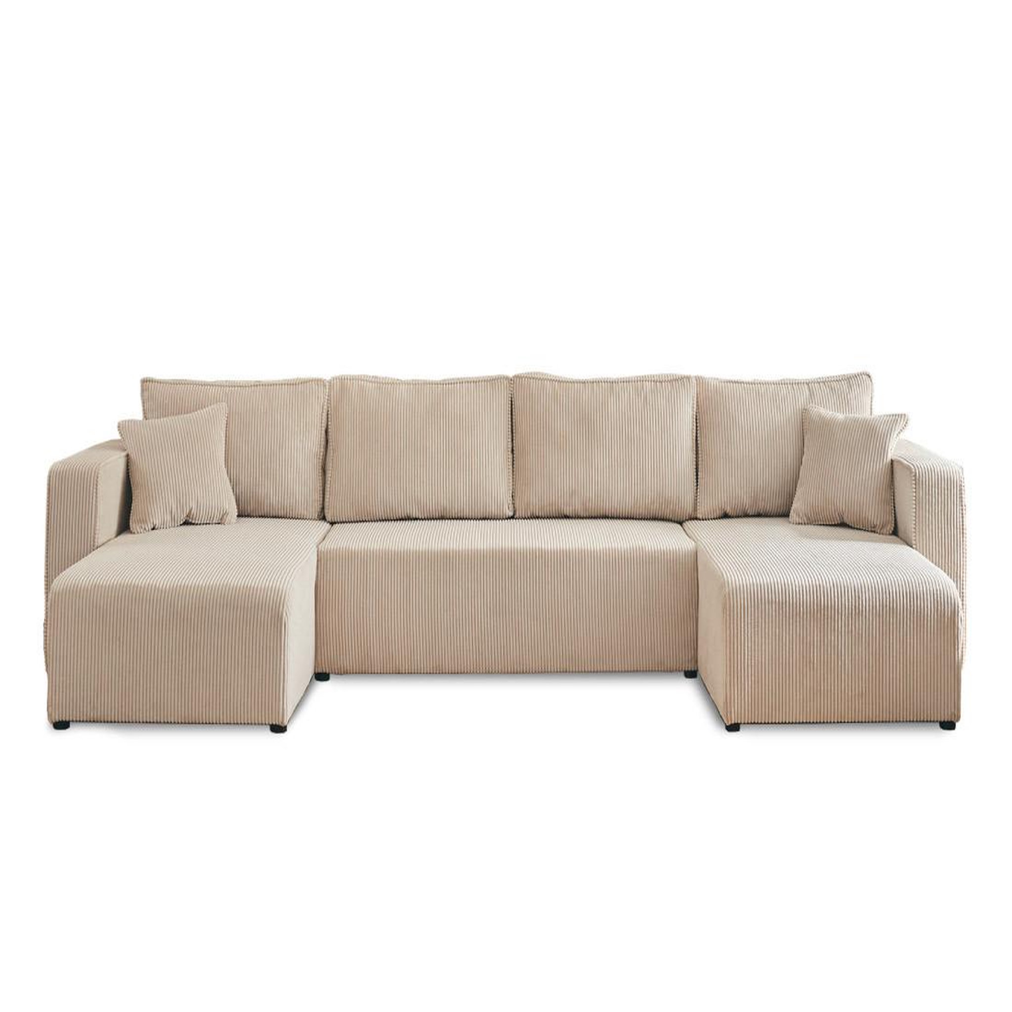 Voir la diapositive 1 : BEST MOBILIER Topaze - canapé panoramique en u - 7 places - convertible avec coffre - en velours côtelé