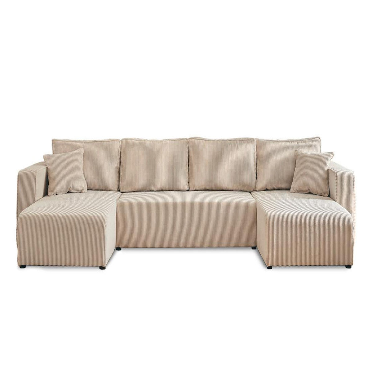 BEST MOBILIER Topaze - canapé panoramique en u - 7 places - convertible avec coffre - en velours côtelé