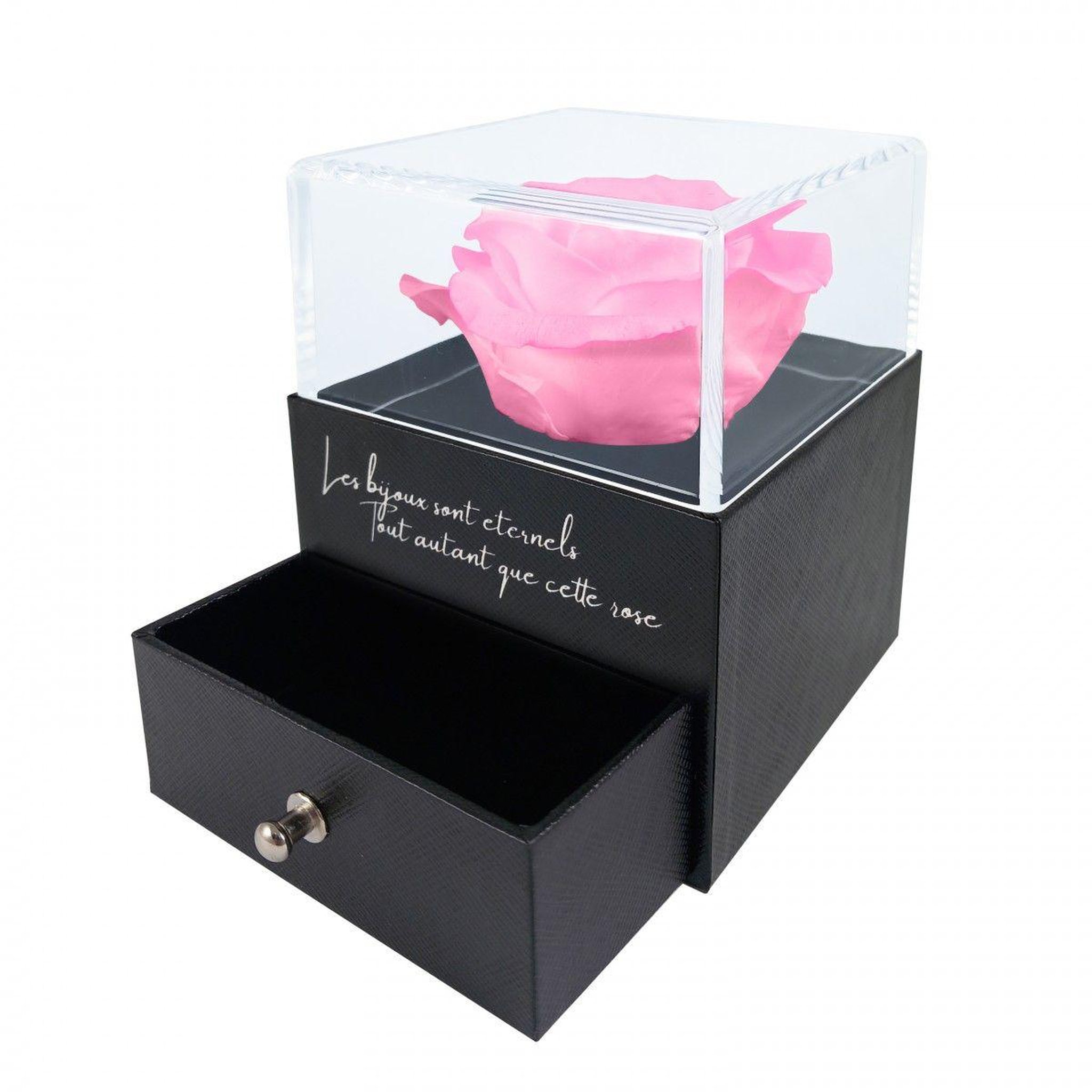 SC CRYSTAL Boite à bijoux décorée d'une rose éternelle - stabilisée rose