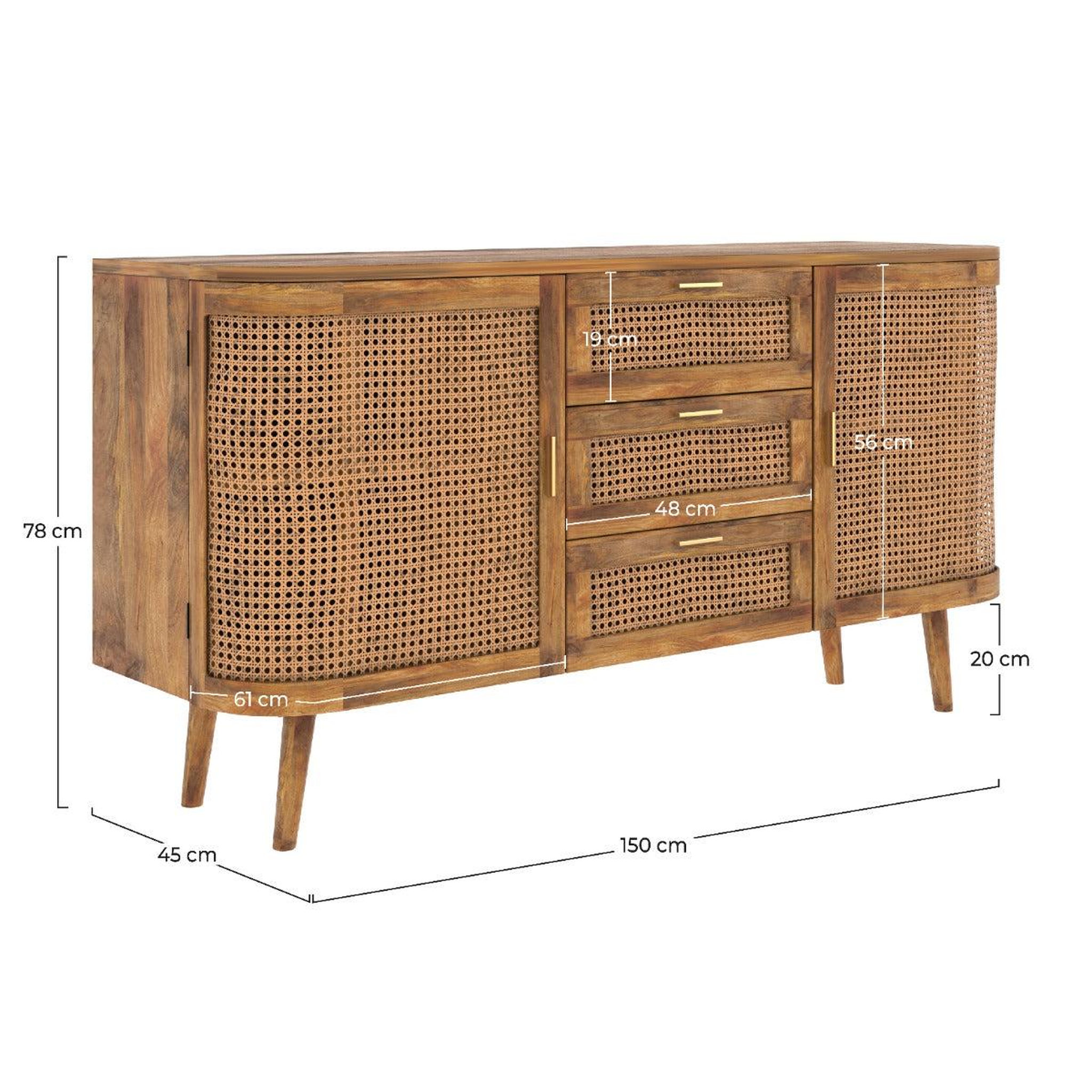 Voir la diapositive 4 : MAISON PAVANE Buffet en bois de manguier et cannage-wava