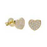 L'ATELIER D'AZUR Boucles d'Oreilles Argent 925/000 Doré - Coeur Pavé de Zirconiums