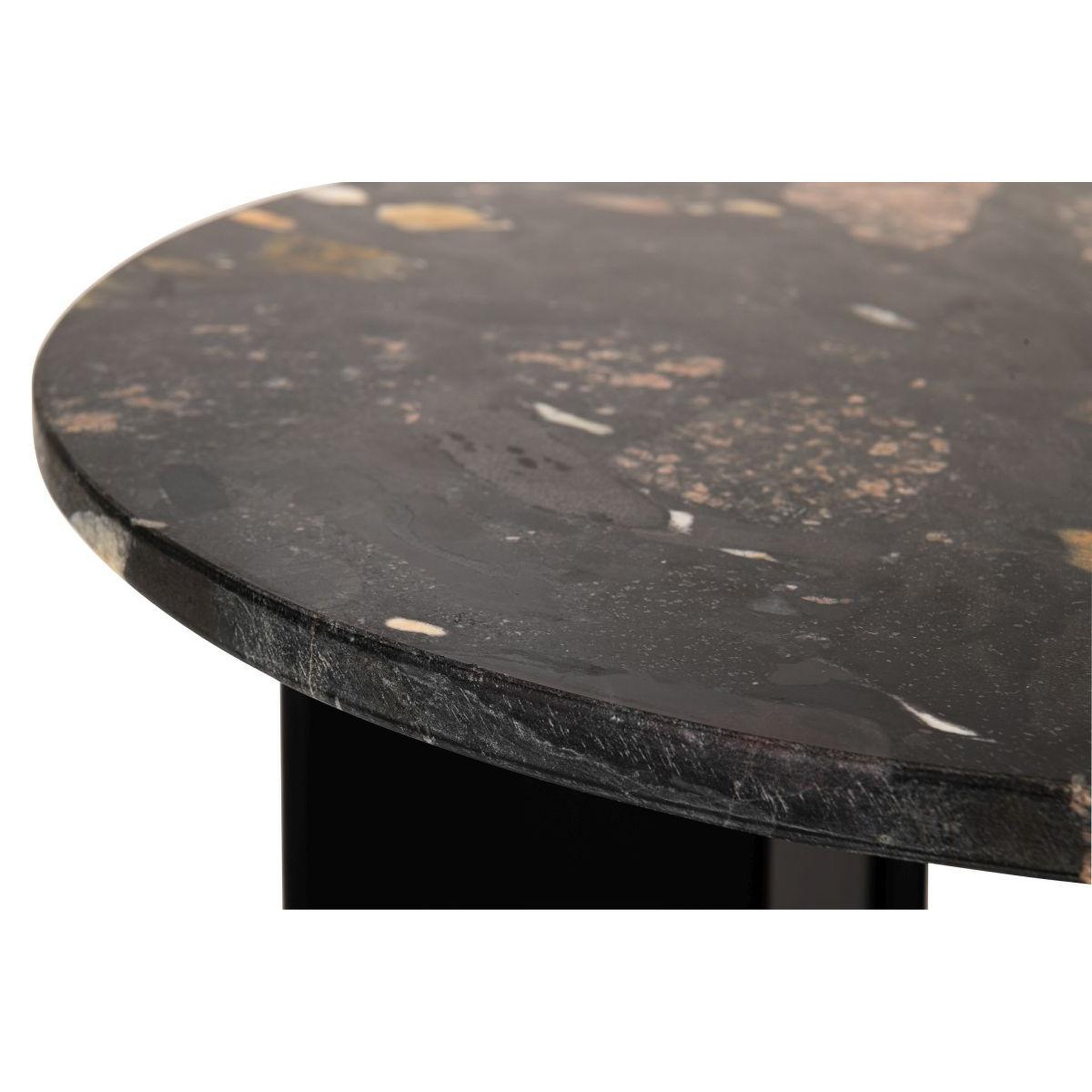 Voir la diapositive 5 : J-LINE Table d'appoint en marbre  mathilde  50cm noir & pêche