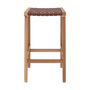 Voir la diapositive 3 : Rendez vous déco Tabouret pour îlot central 68 cm en teck et cuir tressé marron-Kuna